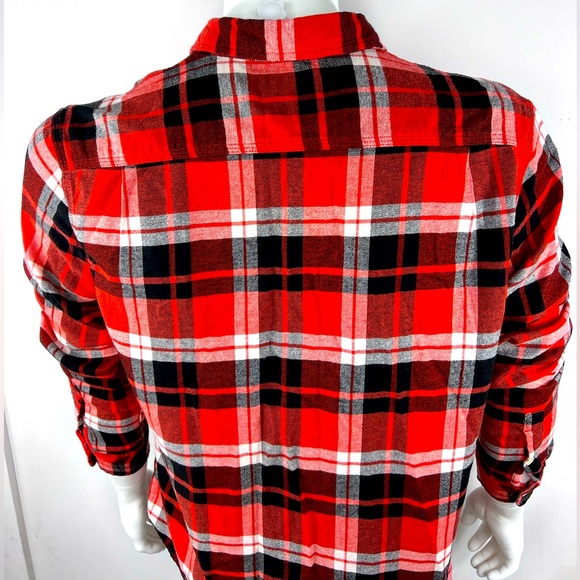 LUCKY BRAND LONG SLEEVES PLAD SHIRT, RED BLACK WHITE, SOFT,STRECH MATERIAL,LARGE - Picture 4 of 13